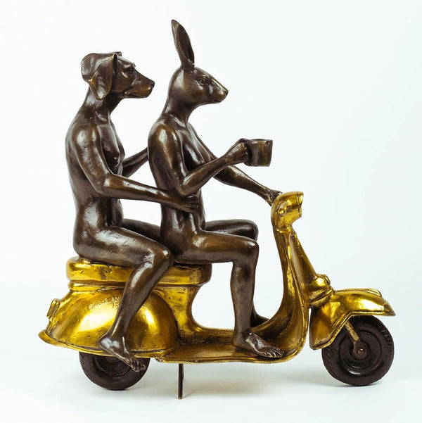 Their morning ride started with coffee and a kiss